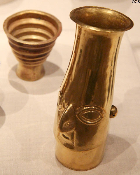 Gold Inca beakers (late 15thC - early 16thC) from Ica Valley, South Coast, Peru at Art Institute of Chicago. Chicago, IL.