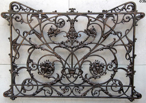Cast iron grille (1891-2) from demolished Mecca Apartment building, Chicago by Edbrooke & Burnham at Art Institute of Chicago. Chicago, IL.