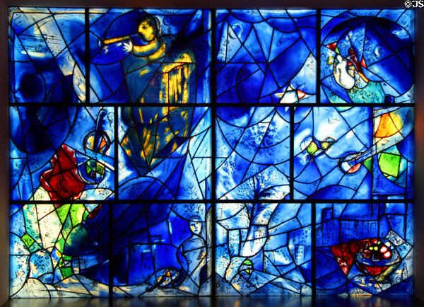 America stained glass window (1975-7) by Marc Chagall at Art Institute of Chicago. Chicago, IL.