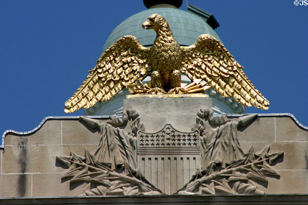 Golden eagle atop Indiana State Capitol. Indianapolis, IN.