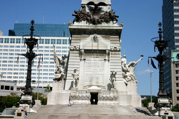 Civil War Memorial shows Indiana sent 210,497 men to the War for the Union. Indianapolis, IN.