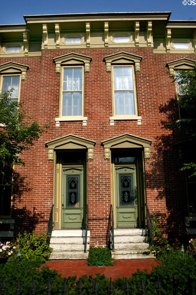 Double doors of fraternity house (c1876) (510 Lockerbie St.). Indianapolis, IN. Style: Italianate.