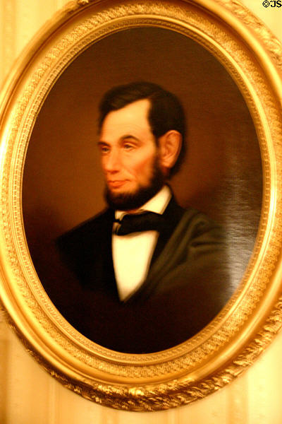Portrait of Abraham Lincoln used in his funeral at Benjamin Harrison Presidential Site. Indianapolis, IN.
