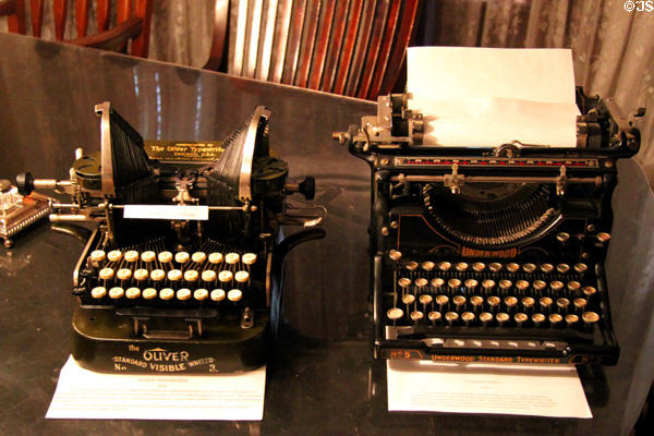Oliver "bat ears" typewriter (1898) & Underwood #5 typewriter (1920s) at Benjamin Harrison Presidential Site. Indianapolis, IN.