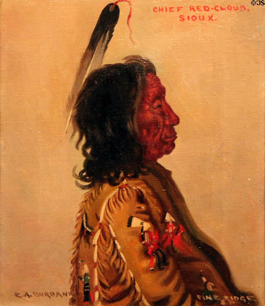 Chief Red Cloud, Sioux painting (1898-1907) by Elbridge Ayer Burbank at Eiteljorg Museum. Indianapolis, IN.