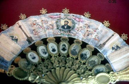 French memorial fan presented to Mary Lincoln in 1865 at now closed Lincoln Museum & Library. Fort Wayne, IN.