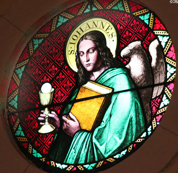 Evangelist John window in Old Cathedral. Vincennes, IN.