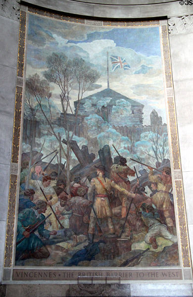 Vincennes - The British Barrier to the West mural in Clark Memorial. Vincennes, IN.