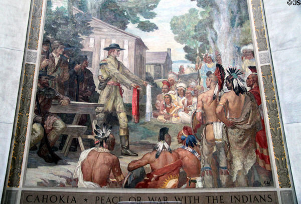 Cahokia - Peace or War with the Indians mural detail in Clark Memorial. Vincennes, IN.