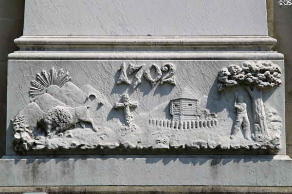 Sculpted history on front of Knox County Courthouse. Vincennes, IN.