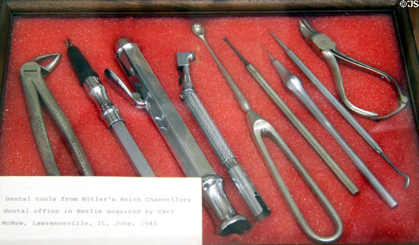 Dental tools from Hitler's Reich Chancellery at Indiana Military Museum. Vincennes, IN.