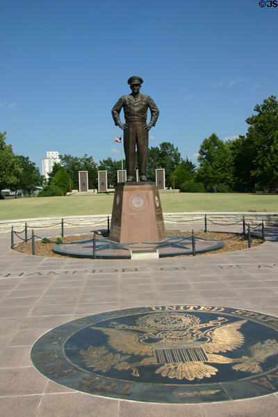 Statue of Dwight David Eisenhower at centre of his museum and library complex. Abilene, KS.