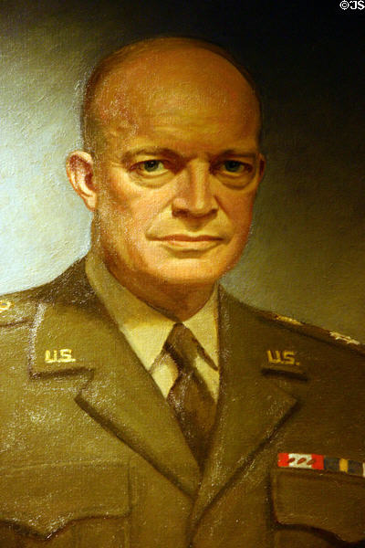 Detail of portrait of General Dwight D. Eisenhower (1957) by Thomas E. Stephens at Eisenhower Museum. Abilene, KS.