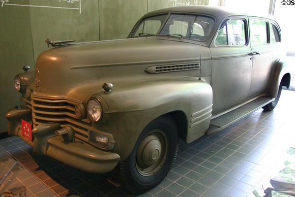 Cadillac Army Staff car (1942) was used by Ike until 1956 in England, Washington, Columbia University & at SHAPE in Europe at Eisenhower Museum. Abilene, KS.