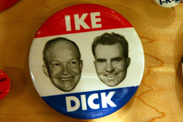 IKE & Dick presidential campaign pin at Eisenhower Museum. Abilene, KS.