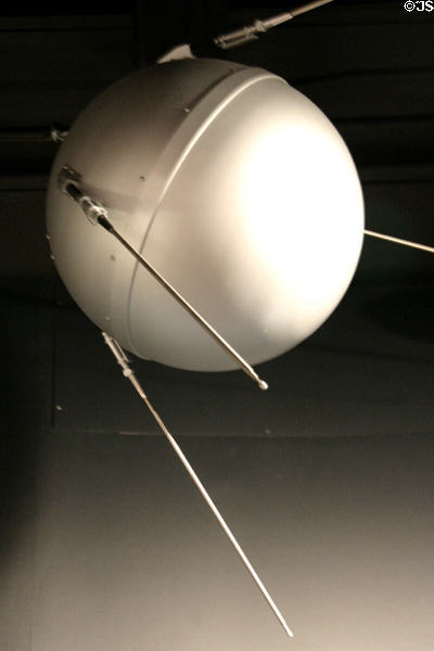 Replica of USSR Sputnik, first satellite in space October 4, 1957, at Eisenhower Museum. Abilene, KS.