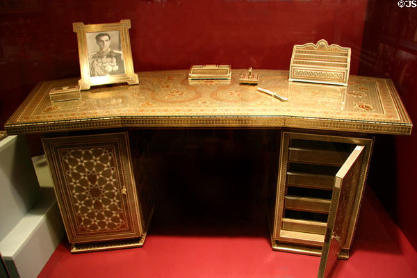 Inlaid Iranian desk (1959) presented by the Shah of Iran at Eisenhower Museum. Abilene, KS.