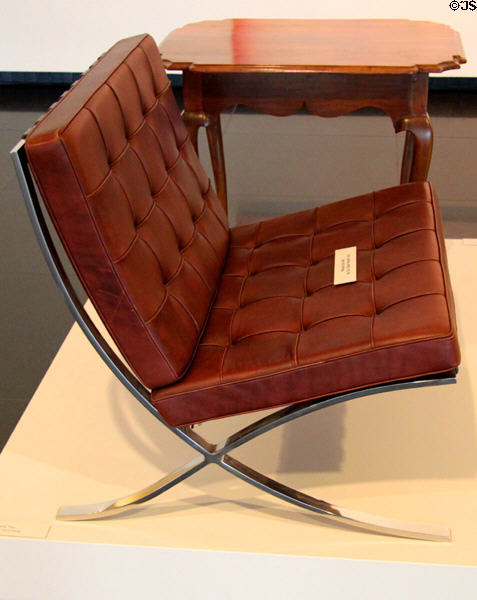 Barcelona Chair (designed 1929) by Ludwig Mies van der Rohe at Wichita Art Museum. Wichita, KS.