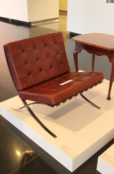 Barcelona Chair (designed 1929) by Ludwig Mies van der Rohe at Wichita Art Museum. Wichita, KS.