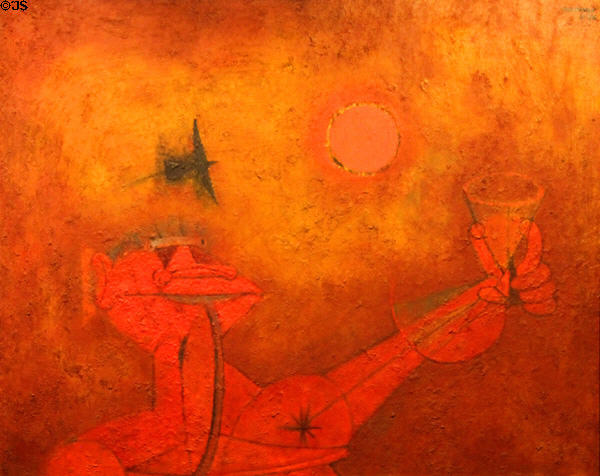 Toast to the Sun painting (1956) by Rufino Tamayo at Wichita Art Museum. Wichita, KS.