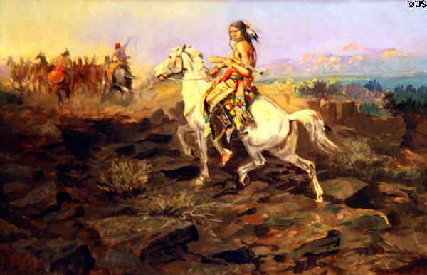 Pony Raid painting (1896) by Charles M. Russell at Wichita Art Museum. Wichita, KS.