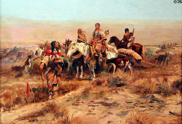 Trailing painting (1897) by Charles M. Russell at Wichita Art Museum. Wichita, KS.