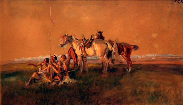 The Scouts painting (1915) by Charles M. Russell at Wichita Art Museum. Wichita, KS.
