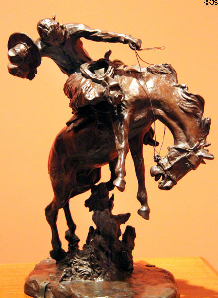 Bronc Twister bronze sculpture (19th-20thC) by Charles M. Russell at Wichita Art Museum. Wichita, KS.