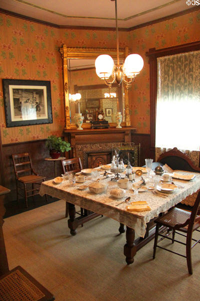 Dining room in recreated Wichita Cottage (c1890) at Sedgwick County Historical Museum. Wichita, KS.