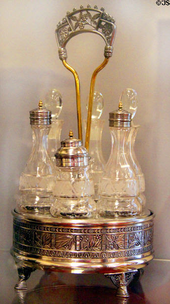 Caster set (c1880) by Pairpoint Manuf. Co. of New Bedford, MA at Sedgwick County Historical Museum. Wichita, KS.