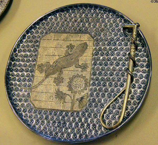 Calling card tray with lizard (c1880) by Simpson, Hall, Miller & Co. of Wallingford, CT at Sedgwick County Historical Museum. Wichita, KS.