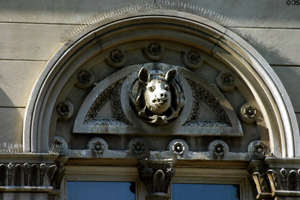Pig's head carving on Louisville City Hall. Louisville, KY.