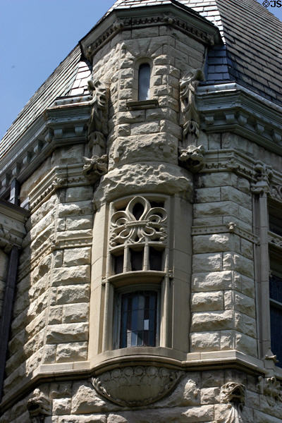 Conrad-Caldwell House limestone tower details. Louisville, KY.