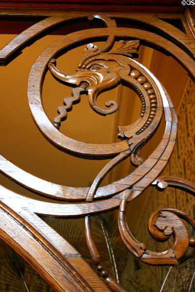 Dragon-shaped carved wooden screen of Conrad-Caldwell House. Louisville, KY.