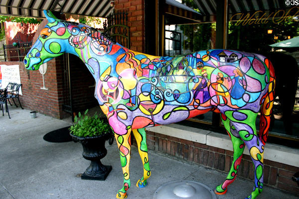Painted Gallopalooza horse at restaurant in Old Louisville neighborhood. Louisville, KY.