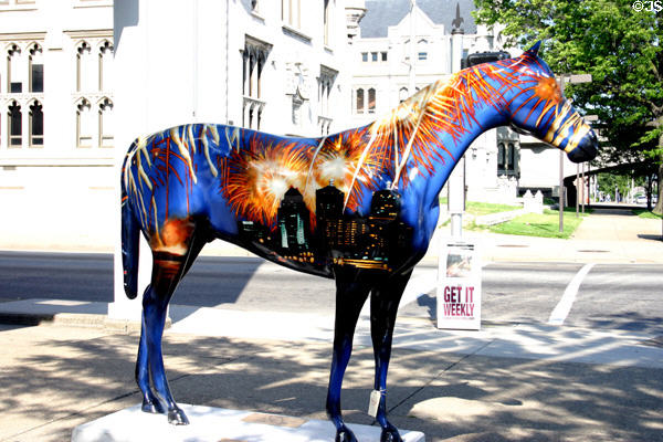 Painted horse statues of Gallopalooza, Louisville's Sidewalk Derby. Louisville, KY.