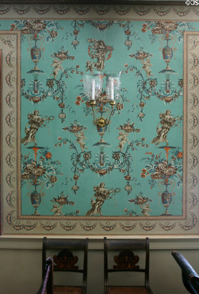 Replica of original French Reveillon wallpaper in ballroom of Locust Grove. Louisville, KY.
