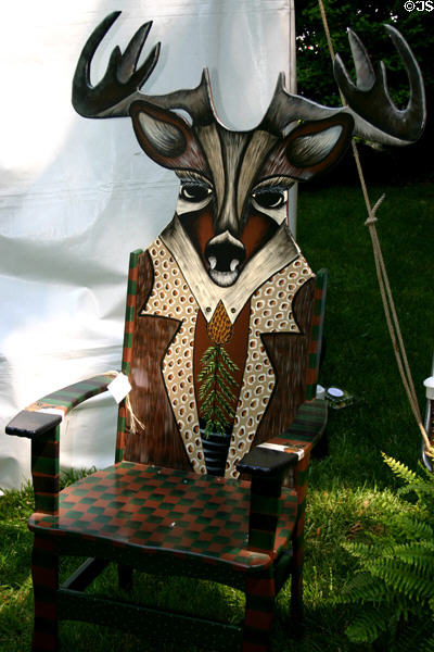 Chair in shape of dressed up deer at crafts festival at Locust Grove. Louisville, KY.