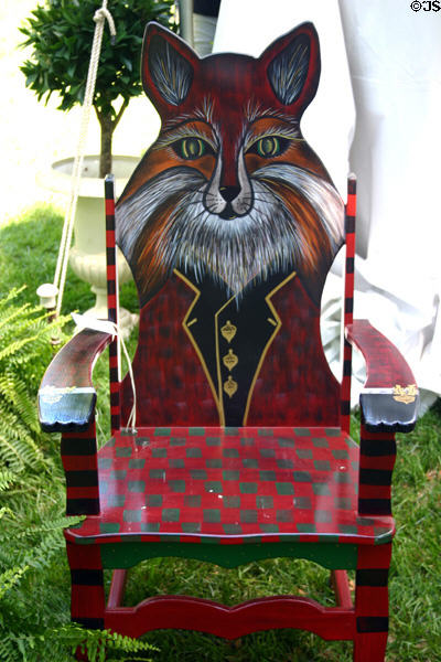 Chair in shape of dressed up fox at crafts festival at Locust Grove. Louisville, KY.