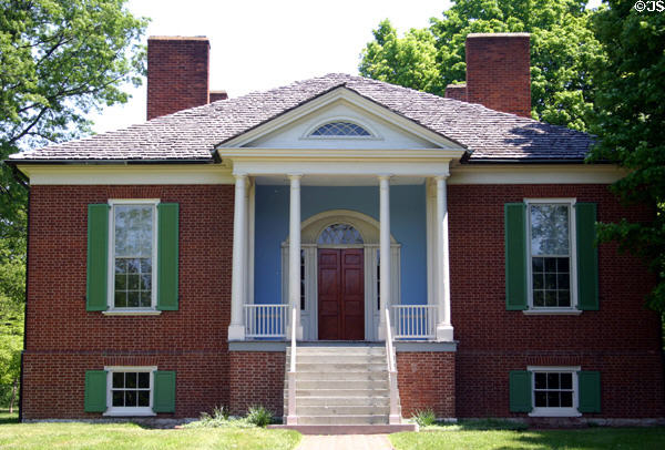 Farmington (1815-6) (3033 Bardstown Rd.) was occupied by Joshua Speed, closest friend of Abraham Lincoln who visited house in 1841. Louisville, KY. Style: Federal. On National Register.