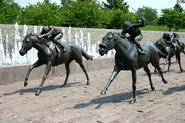Thoroughbred Park combines statues of famous jockeys & horses. Lexington, KY.