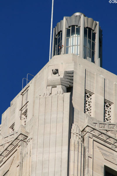 Beacon light plus Art Deco Eagle atop Louisiana State Capitol. Baton Rouge, LA.