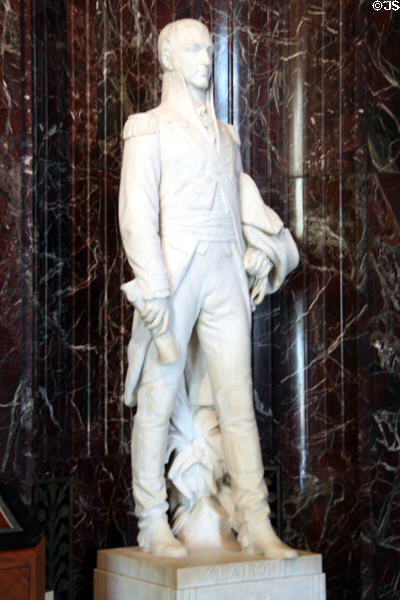 Statue of William Charles Coles Clairborne, first American governor of Louisiana Purchase Territory (1804-12) & of State of Louisiana (1812-16) in State Capitol. Baton Rouge, LA.