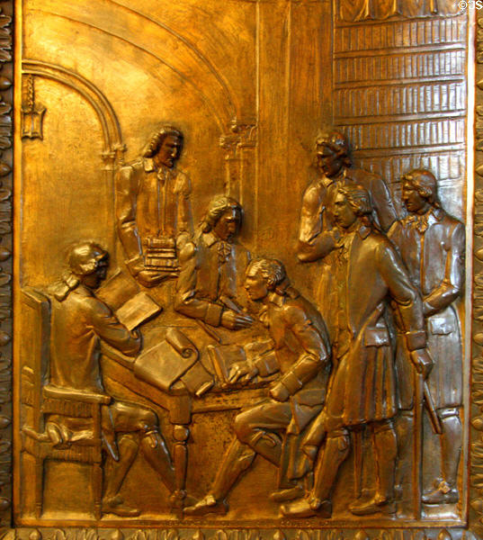 The preparation of the Civil Code of Louisiana bronze door panel in Louisiana State Capitol. Baton Rouge, LA.