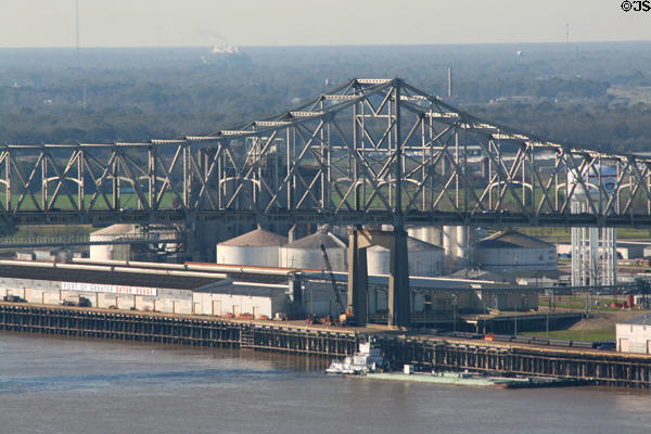 Interstate Highway 10 bridge over Port of Greater Baton Rouge facilities. Baton Rouge, LA.
