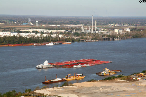 Barges on the Mississippi River near Baton Rouge, LA.