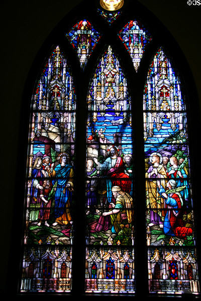 Stained glass window of Palm Sunday in St James Episcopal Church. Baton Rouge, LA.