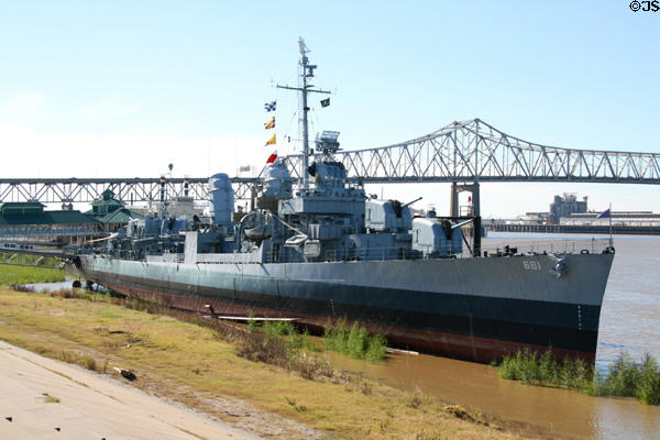 USS Kidd destroyer DD661 restored to WW II era at Historic Warship & Veterans Memorial Museum. Baton Rouge, LA. On National Register.
