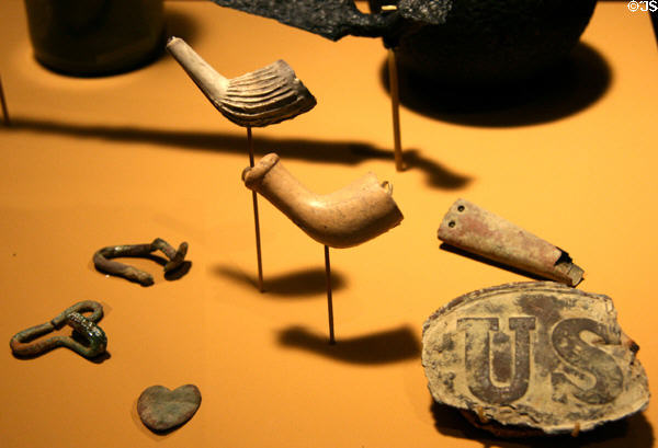 Archeological objects recovered from Port Hudson Civil War site at Louisiana State Museum. Baton Rouge, LA.