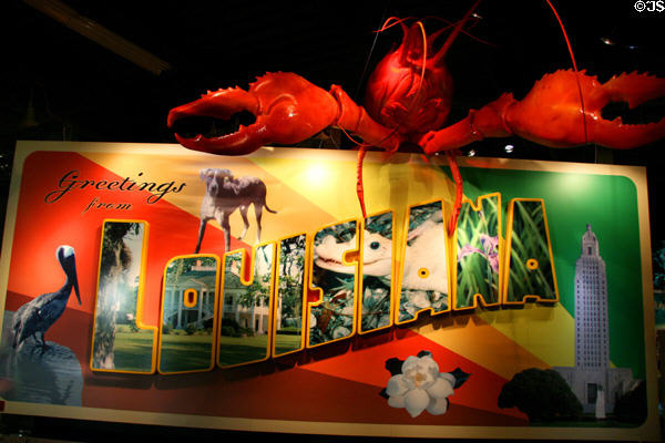 Lobster overlooks entrance to state history display at Louisiana State Museum. Baton Rouge, LA.